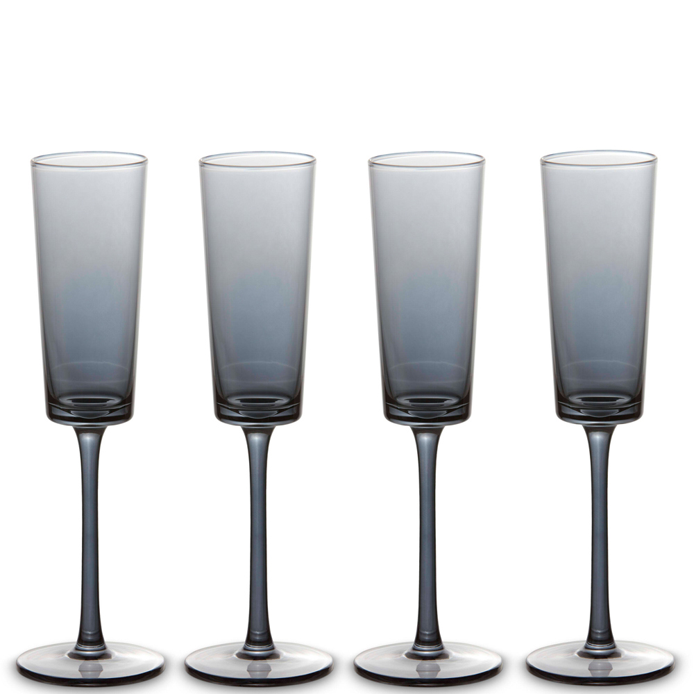 Simply Home Set of 4 Grey Champagne Flutes